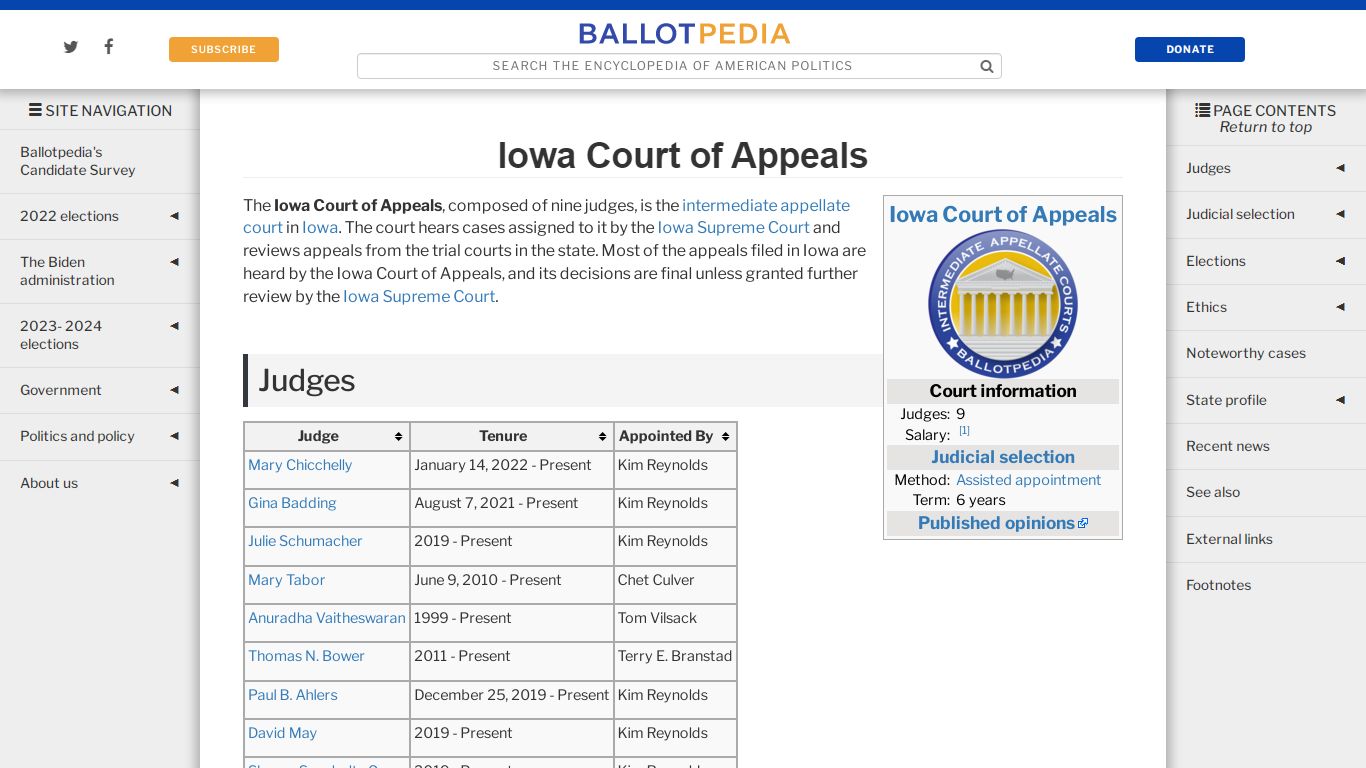 Iowa Court of Appeals - Ballotpedia