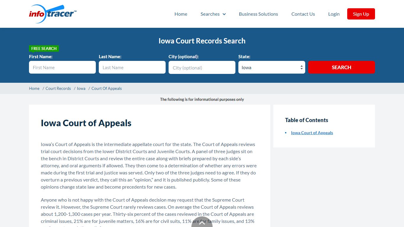 Search Iowa Court of Appeals Cases Online - InfoTracer